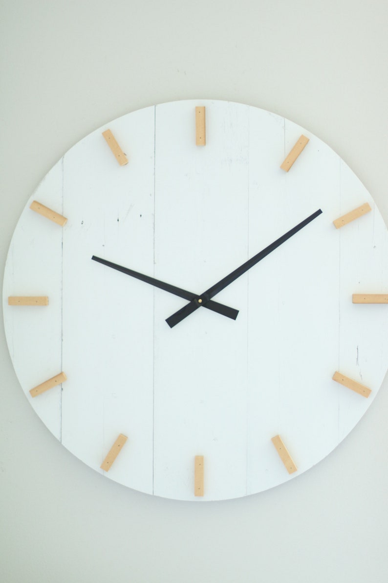 Large Wall Clock Mid Century Modern Boho Decor Neutral Etsy