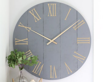 Large wall clock - Farmhouse wall decor - Oversized clock - Living room wall decor - Wedding gift ideas - Unique gift idea - Nora in Gold