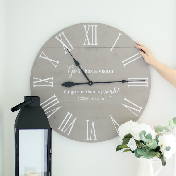 Large Wall Clock Bible Verse Wall Decor Encouragement Gift Etsy