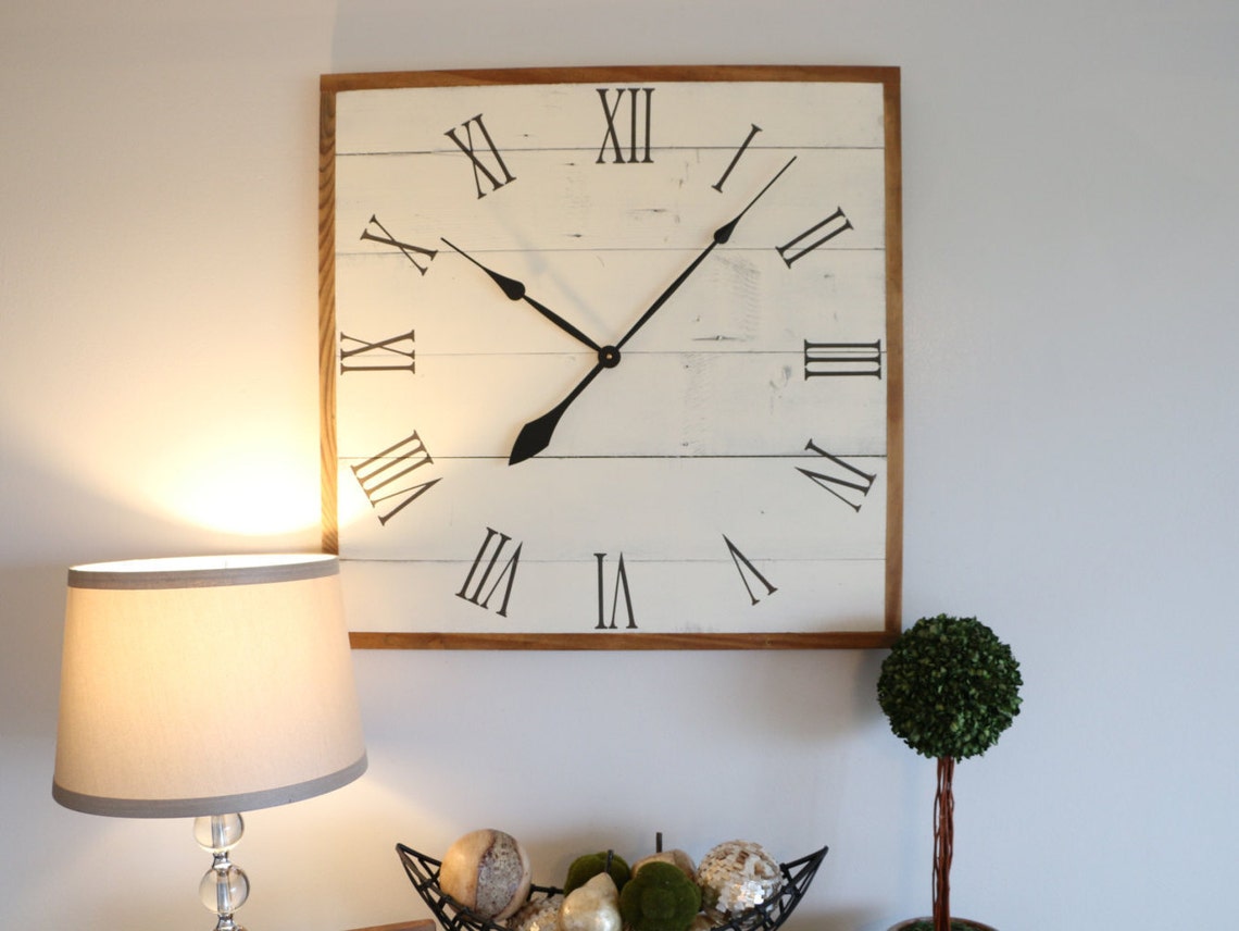 Large Wall Clock. Square Wall Clock. Rustic Clock. Wall Etsy Australia