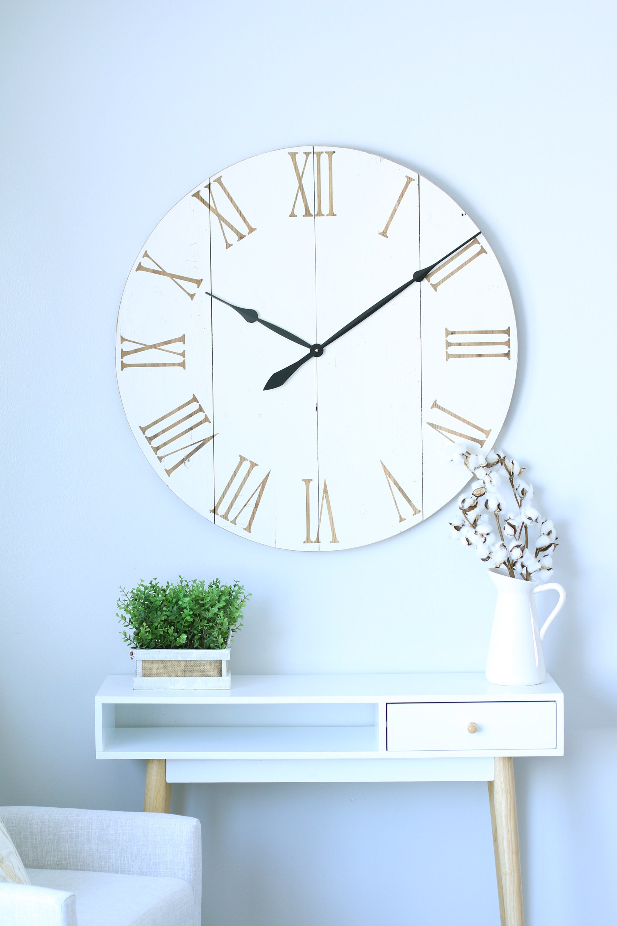 Large Wall Clock off White Above Fireplace Decor Etsy Canada