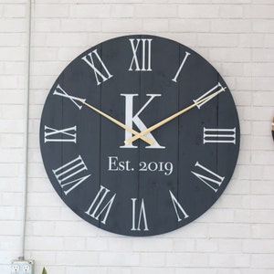 Large wall clock - Farmhouse wall decor - Oversized clock - Living room wall decor - Wedding gift ideas - Unique gift idea - Madison in grey