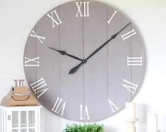 Oversized wall clock - Unique gift idea - Above fireplace decor - Farmhouse decor - Handmade item - Clocks for wall - 36" KENNEDY