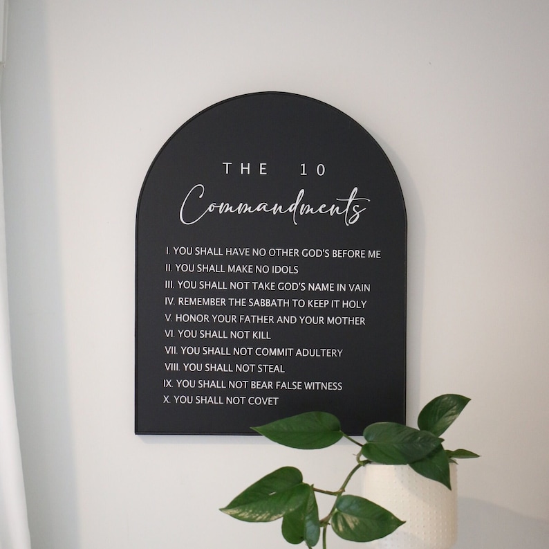 Pot Commandments Arched Wall Sign - 10 Commandments - Scripture Wall Art - Living Room ...