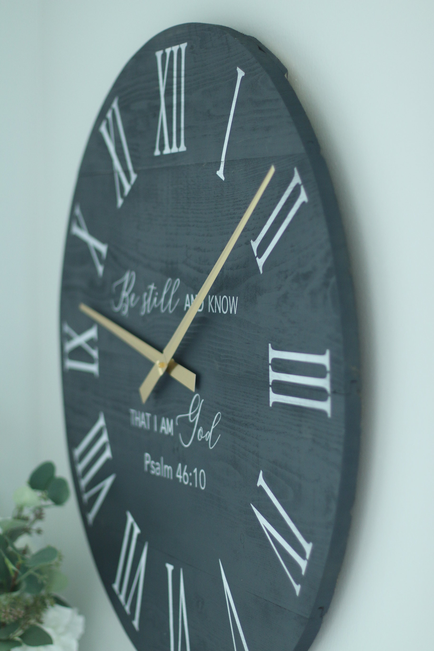 Large Wooden Wall Clock – Scripture Quote, Rustic Home Decor (30 Inches ...