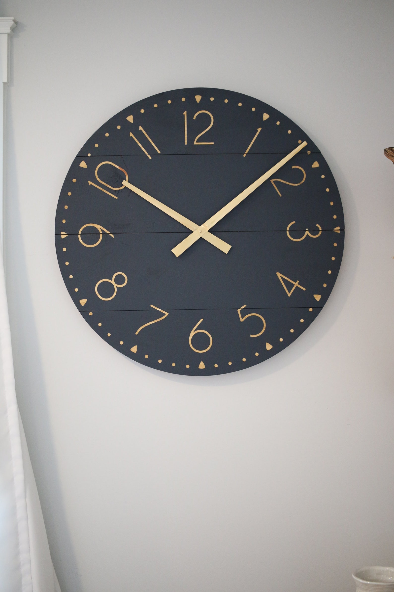 Large Wall Clock Navy & Gold Mid Century Modern Modern - Etsy