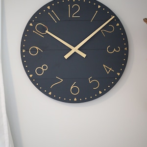 Large wall clock Navy & gold Mid century modern Modern home decor Unique gift idea Neutral house love Blayke in natural image 5