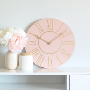 15&quot; Blush pink - Clock for bedroom - Girls bedroom decor - Above dresser - Above bed