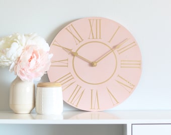 15" Blush pink - Clock for bedroom - Girls bedroom decor - Above dresser - Above bed