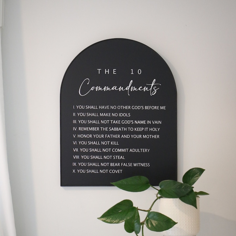 Arched Wall Sign - 10 Commandments - Scripture Wall Art - Living Room ...