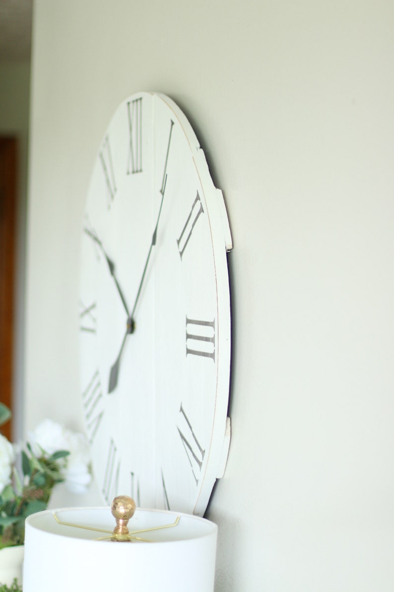 Large wall clock True white Above fireplace decor Etsy