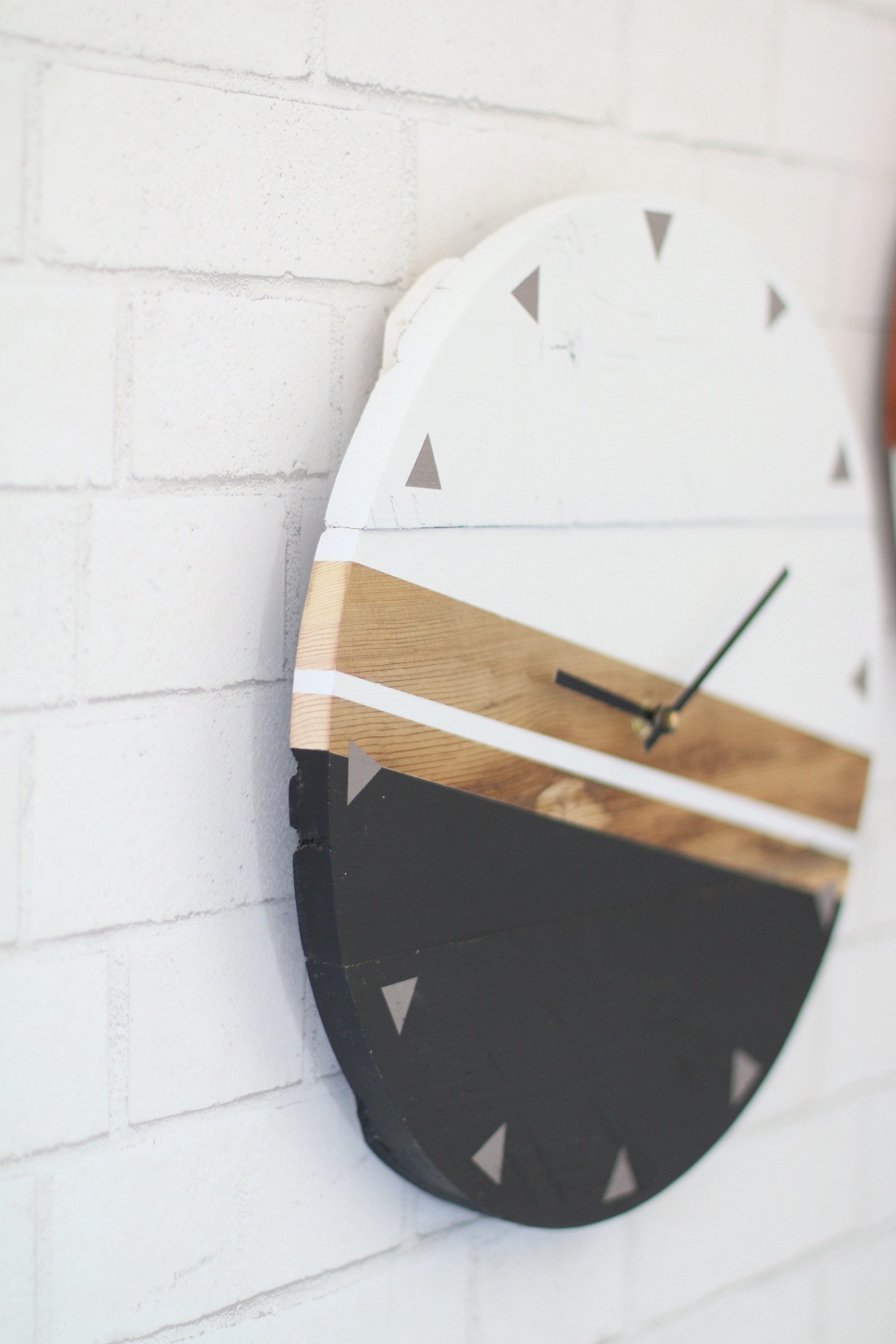 Wood Wall Clock Modern Wall Art Clock With Leather Strap Etsy
