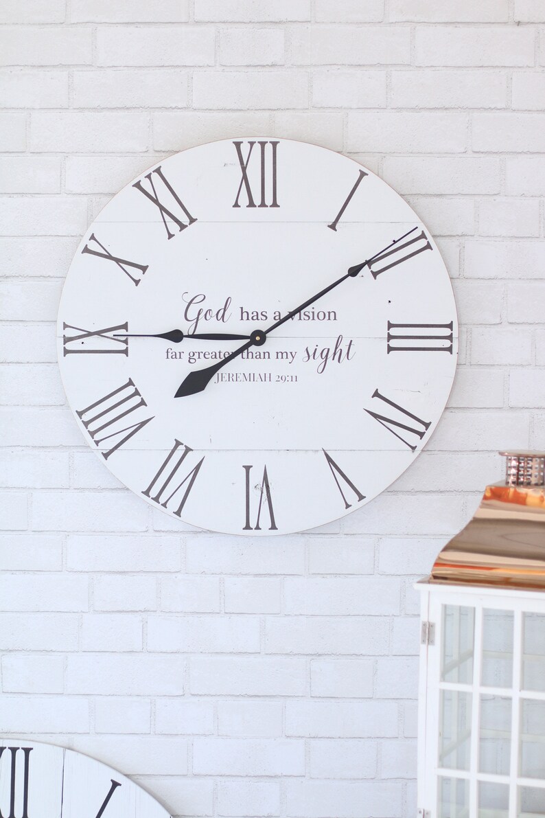 Large Wall Clock Bible Verse Wall Decor Encouragement Gift Etsy