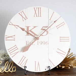 Wall clock Blush decor Blush home decor Gold decor Wall clocks Cottage chic decor 20 Brooklyn w/ name image 5