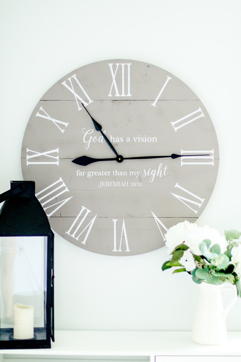 Large Wall Clock Bible Verse Wall Decor Encouragement Gift Etsy