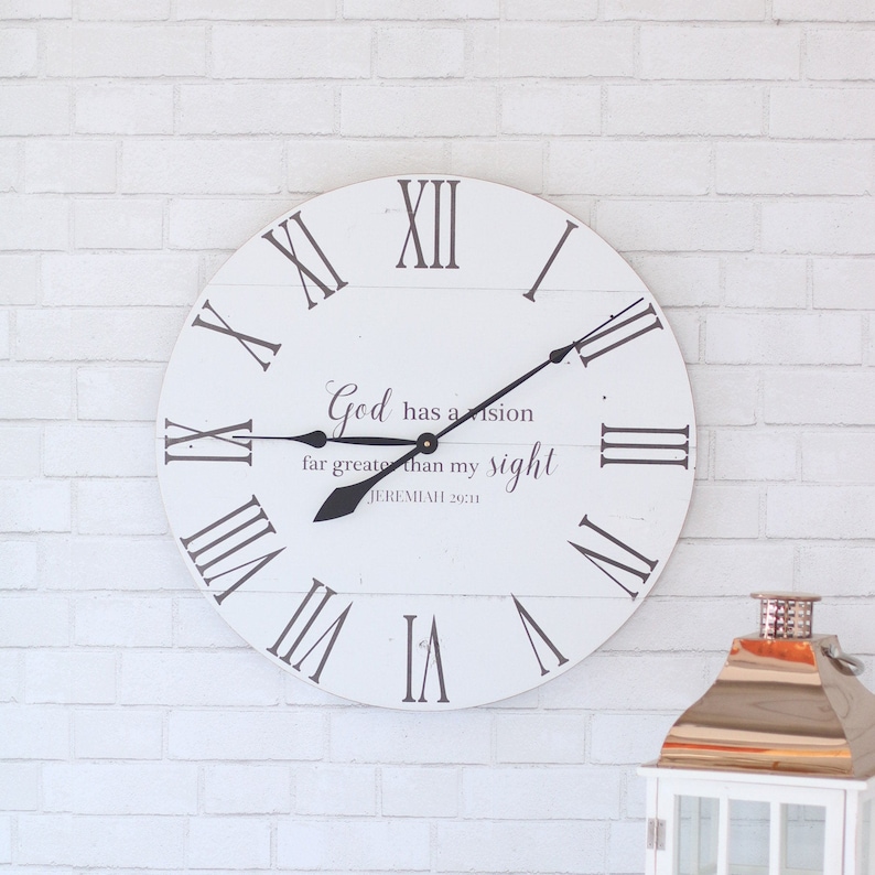 Large Wall Clock Bible Verse Wall Decor Encouragement Gift Etsy