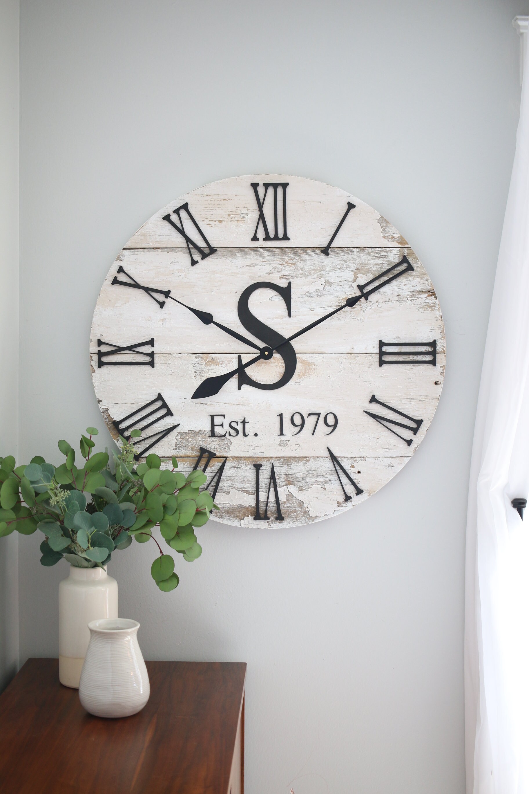 Large Wall Clock Chippy White Farmhouse Wall Decor - Etsy