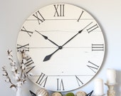Large wall clock - Farmhouse living room decor - Above fireplace decor - Modern home decor - Unique gift idea - EMMA 25 quot 30 quot - Off White