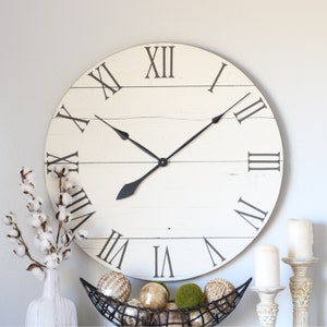 Large wall clock - Farmhouse living room decor - Above fireplace decor - Modern home decor - Unique gift idea - EMMA 25"/30" - Off White