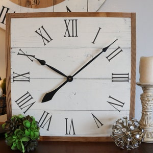 Square clock. Kitchen clock. Upcycled recycled repurposed. Square wall clock. Rustic clock. Kitchen clock. 24" Square EMMA