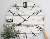 Large wall clock - Chippy white - Farmhouse wall decor - Housewarming gift idea - Barn wood lovers - 25 quot 30 quot wall clock
