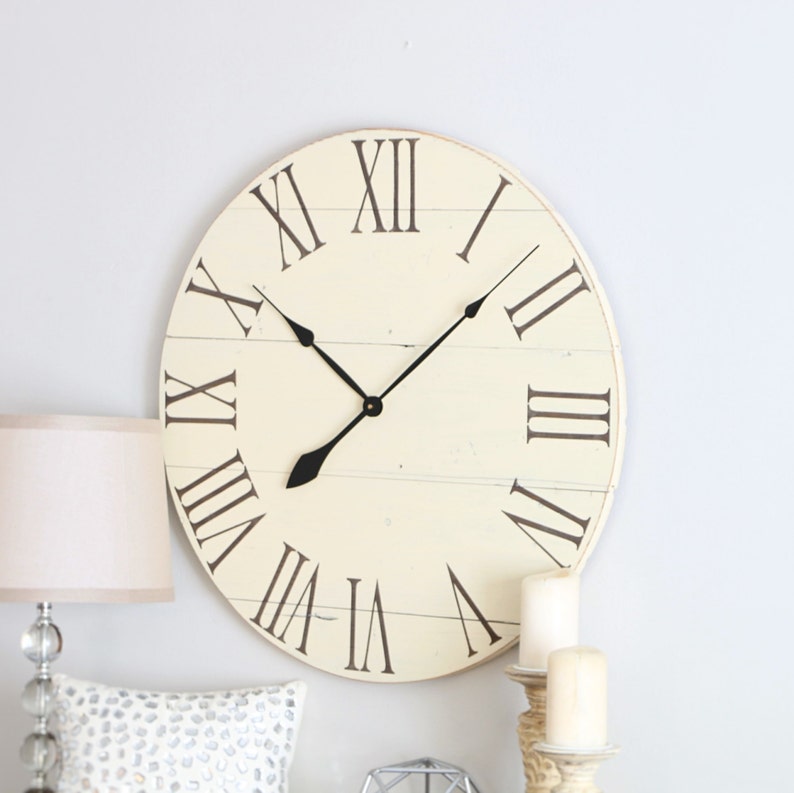 Large Wall Clock off White Clock Farmhouse Living Room Etsy