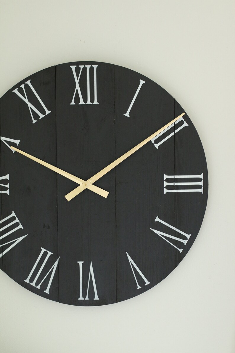 Large Wall Clock Living Room Decor Black and Gold Unique Etsy