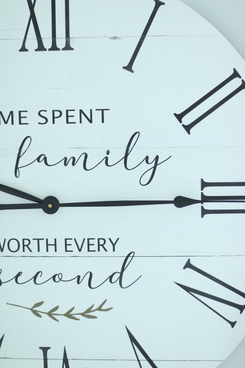 Large Wall Clock Time Spent With Family Living Room Decor Etsy