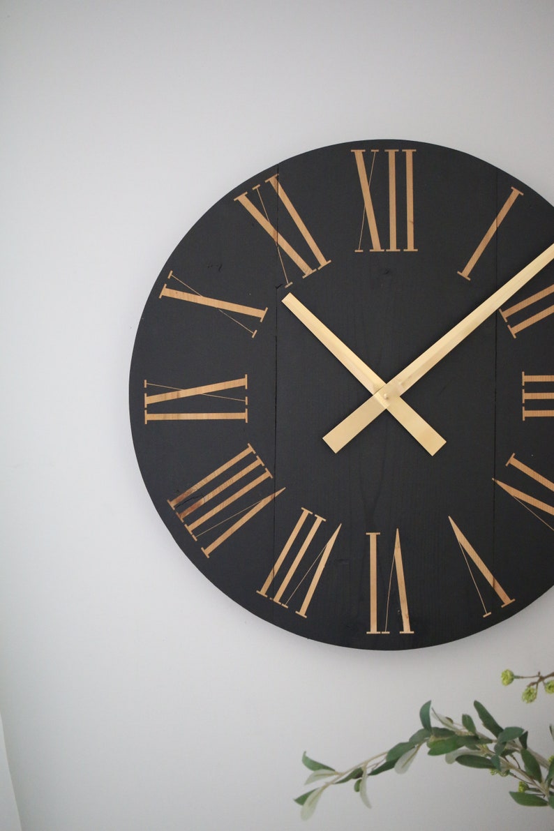 Wall Clock - Black and Gold - Living Room Home Decor - Modern Farmhouse ...