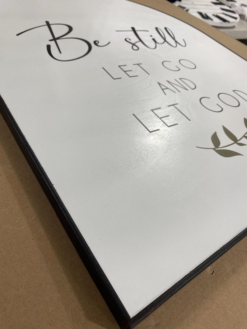 Arched Wooden Sign - Leather Frame - Be Still - Modern Nursery Decor - Etsy