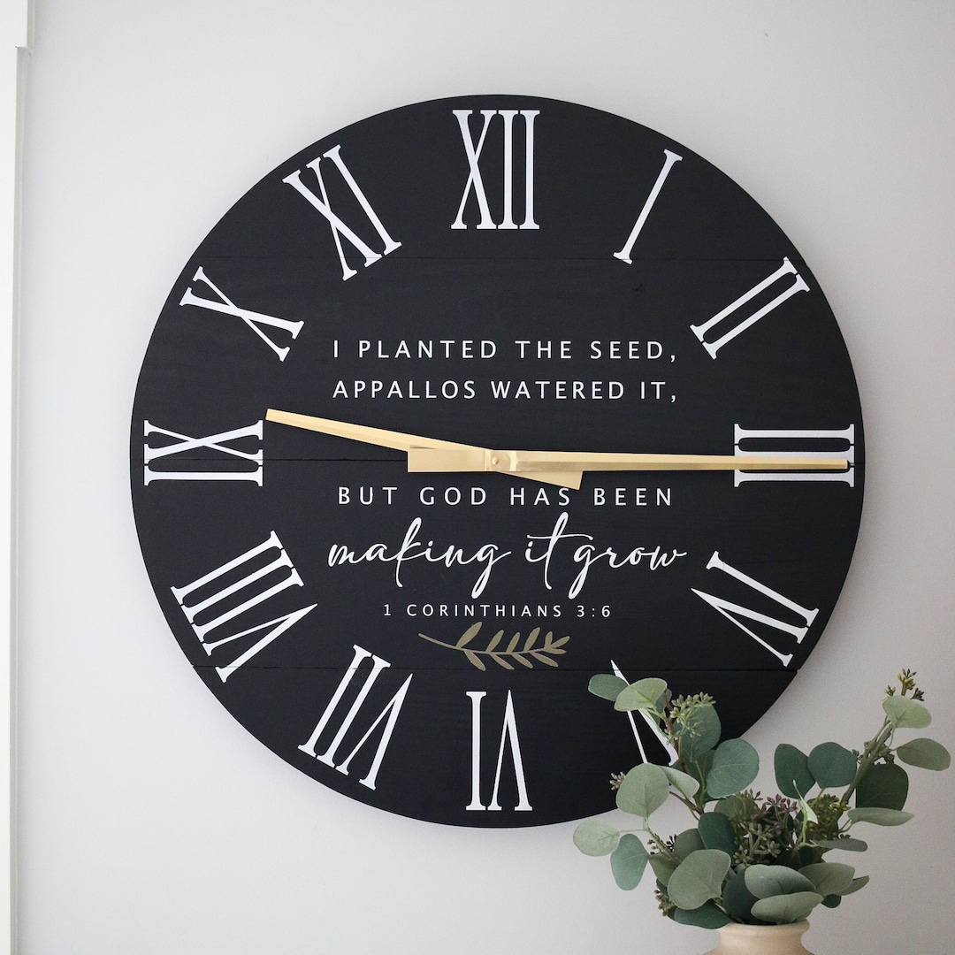 Large Wall Clock Bible Verse Decor Scripture Wall Art Modern Home
