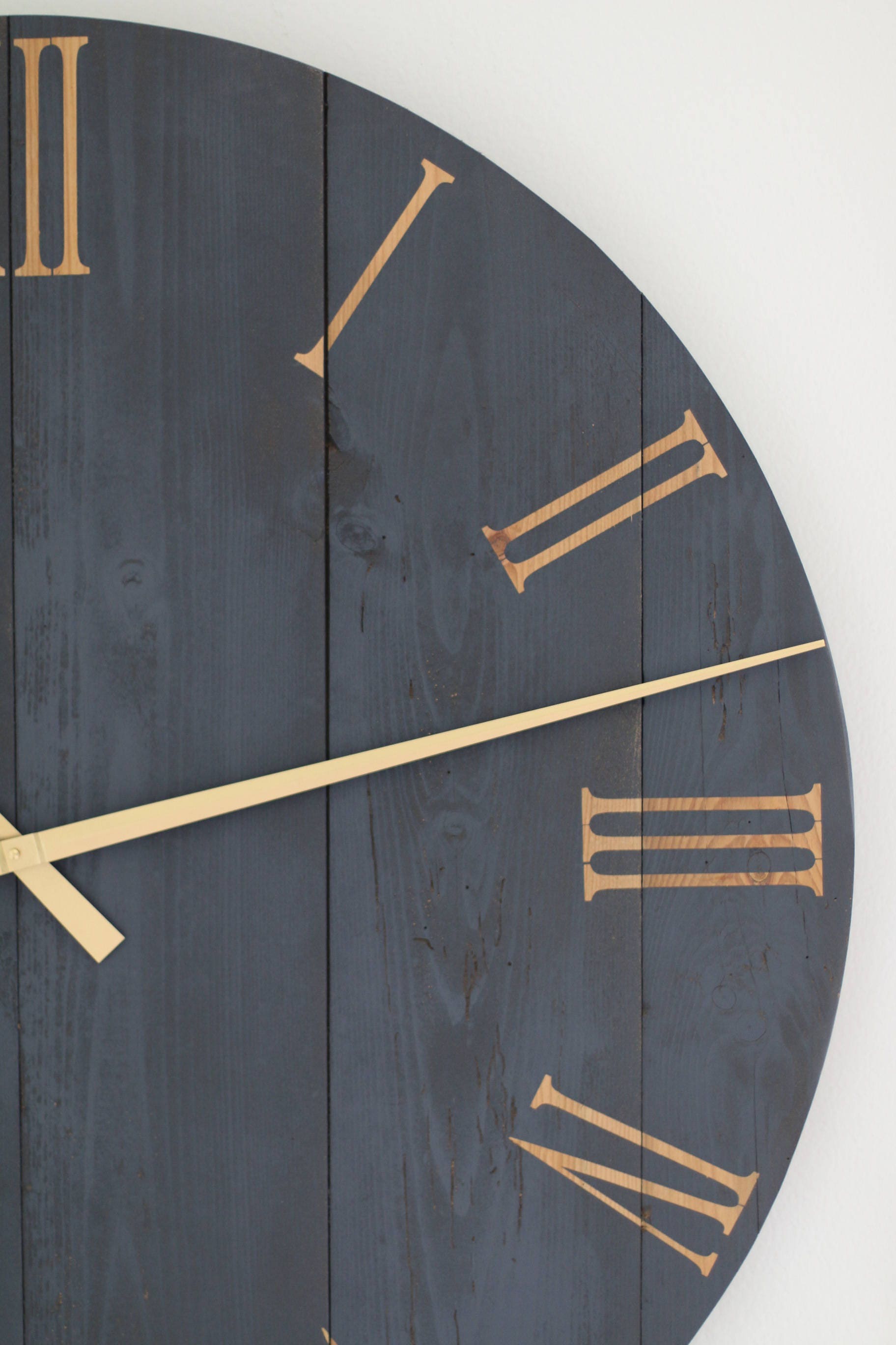 Large Wall Clock Navy and Gold Mid Century Modern Modern | Etsy