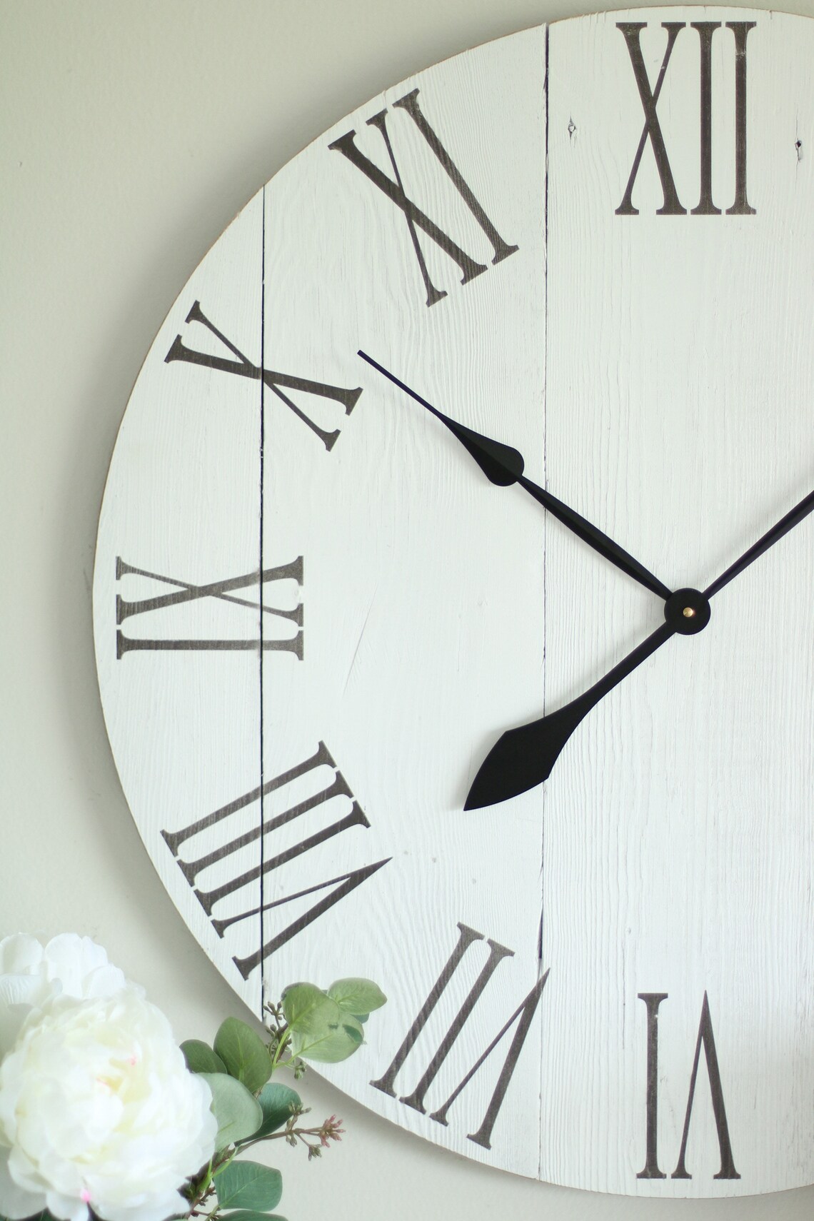 Large Wall Clock True White Above Fireplace Decor Etsy