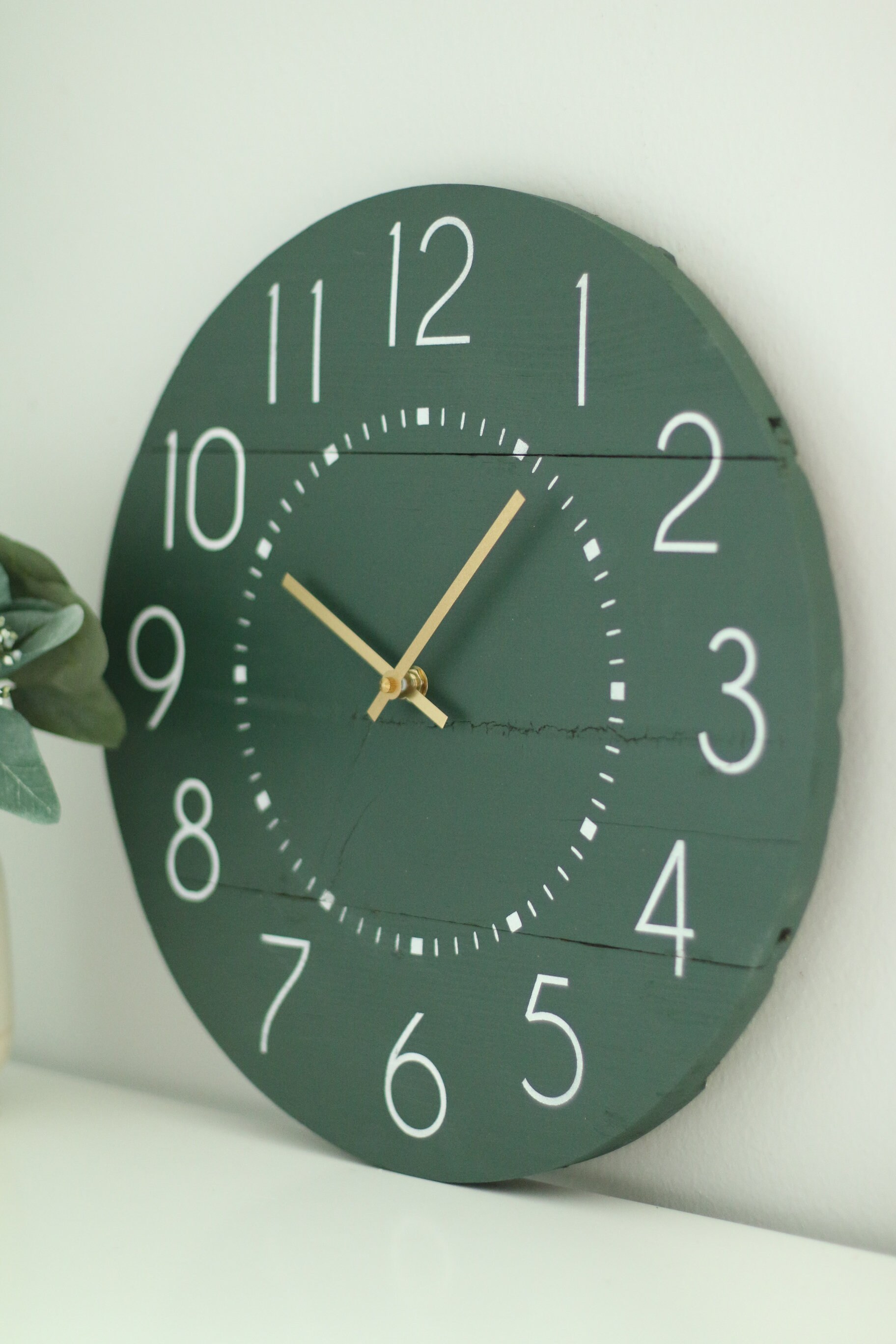 Wood wall clock Hunter green Home accent Etsy