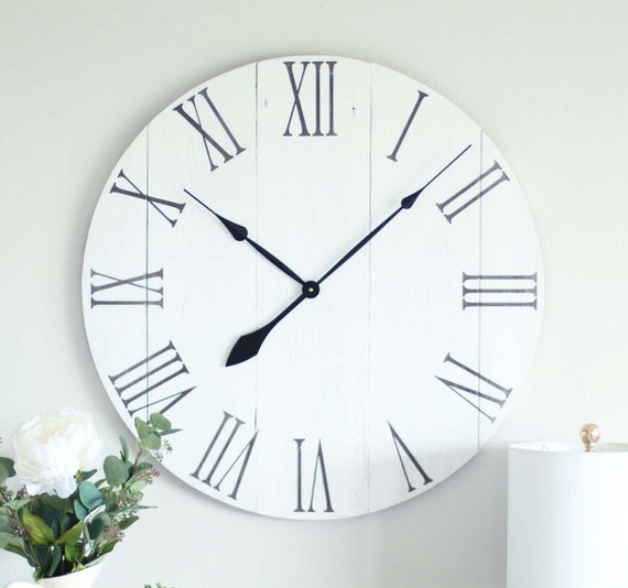 30 in wall clock. True white oversized wall clock. Rustic wall Etsy