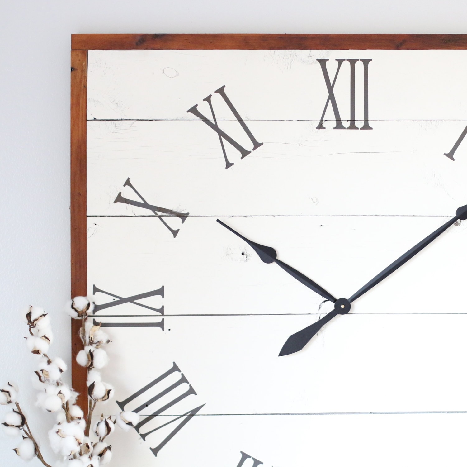 Large Wall Clock Square White Clock Vintage Wall Clock Etsy