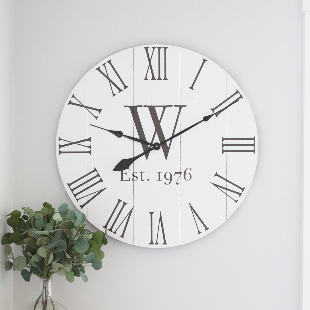 Large Wall Clock - Farmhouse Wall Decor - Oversized Clock - Living Room ...
