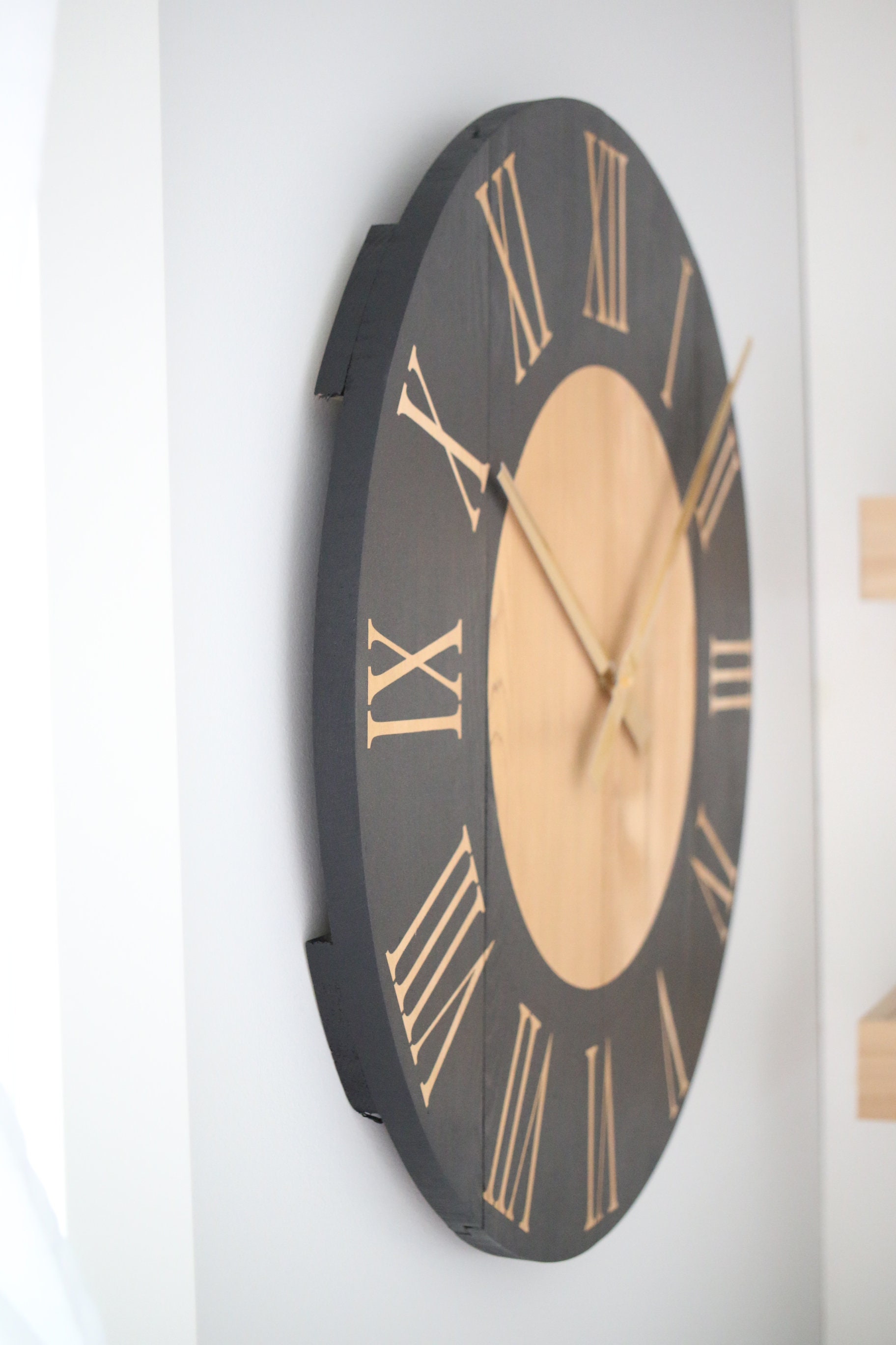 Large Wall Clock Living Room Wall Decor Black and Gold - Etsy