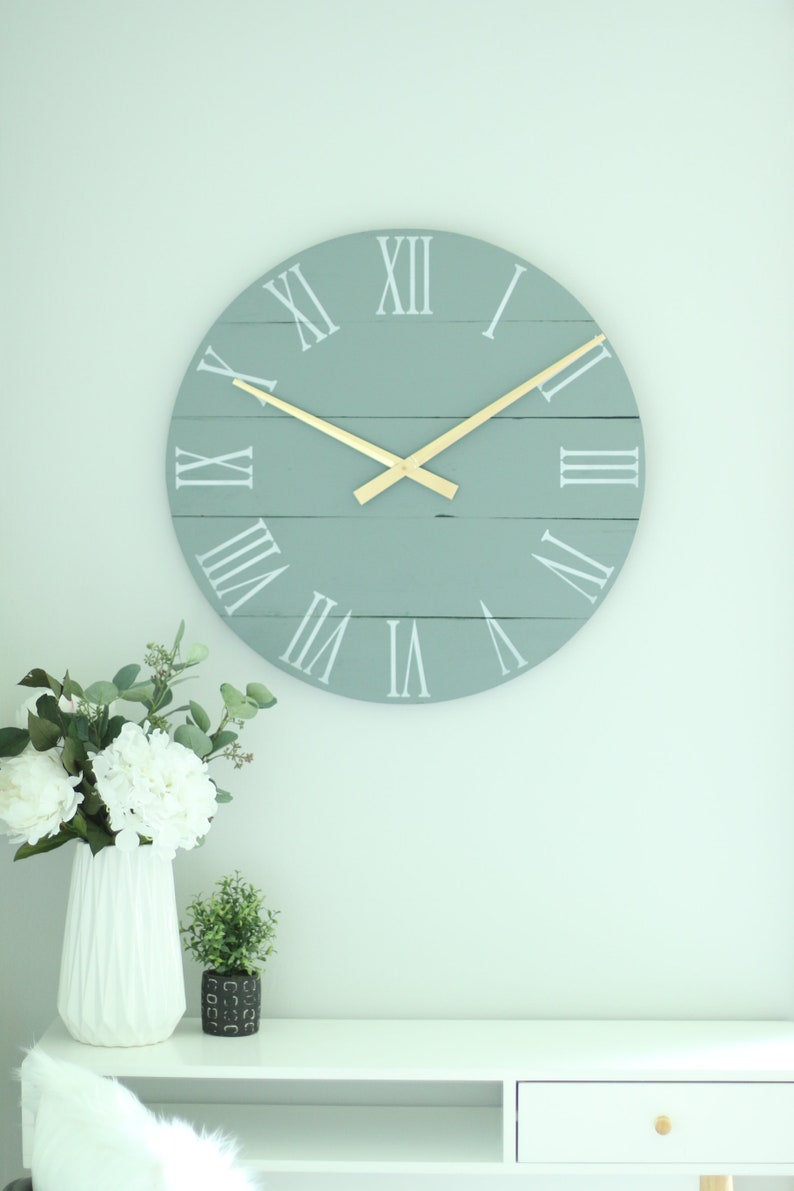 Large Wall Clock Modern Home Decoration Neutral Style Etsy