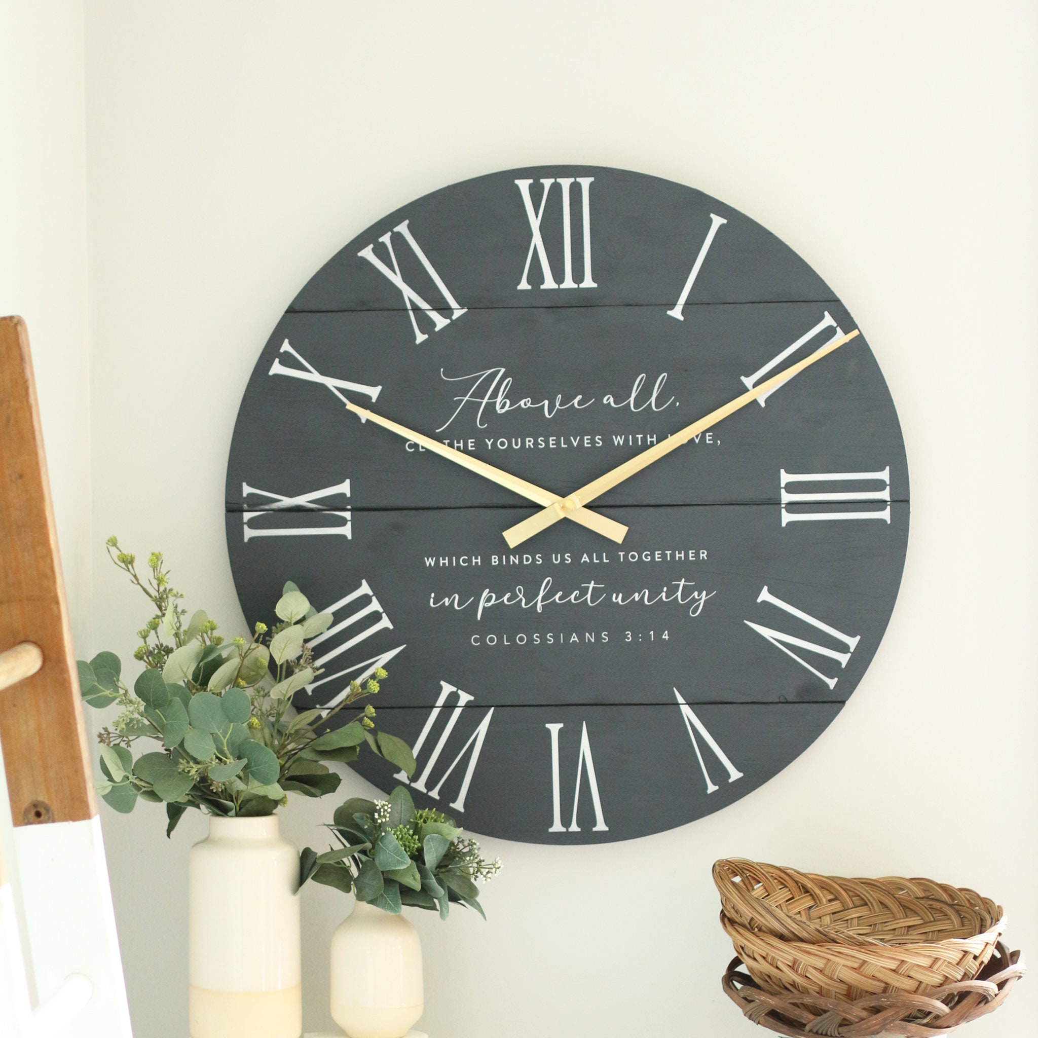 Large wall clock Bible verse decor Scripture wall art Etsy
