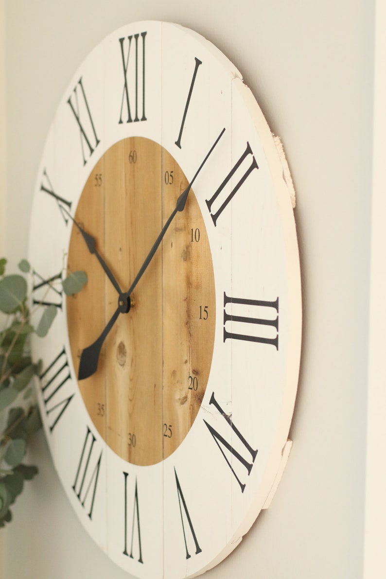 Large Farmhouse Wall Clock: 25/30" White Madison, Barn Wood Decor - Etsy
