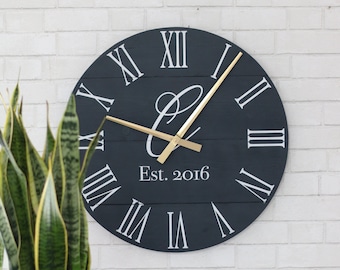 Large Barn Wood Wall Clock – Personalized Anniversary Gift