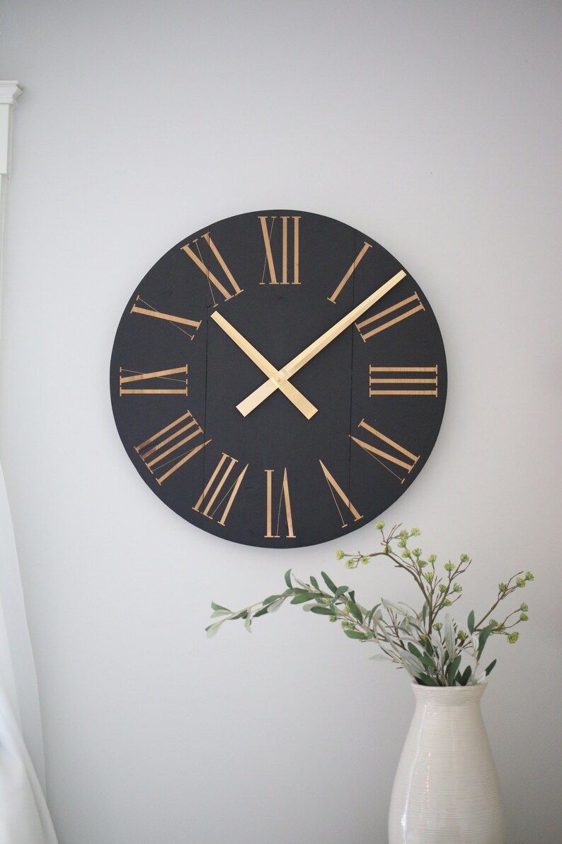 Wall Clock - Black and Gold - Living Room Home Decor - Modern Farmhouse ...