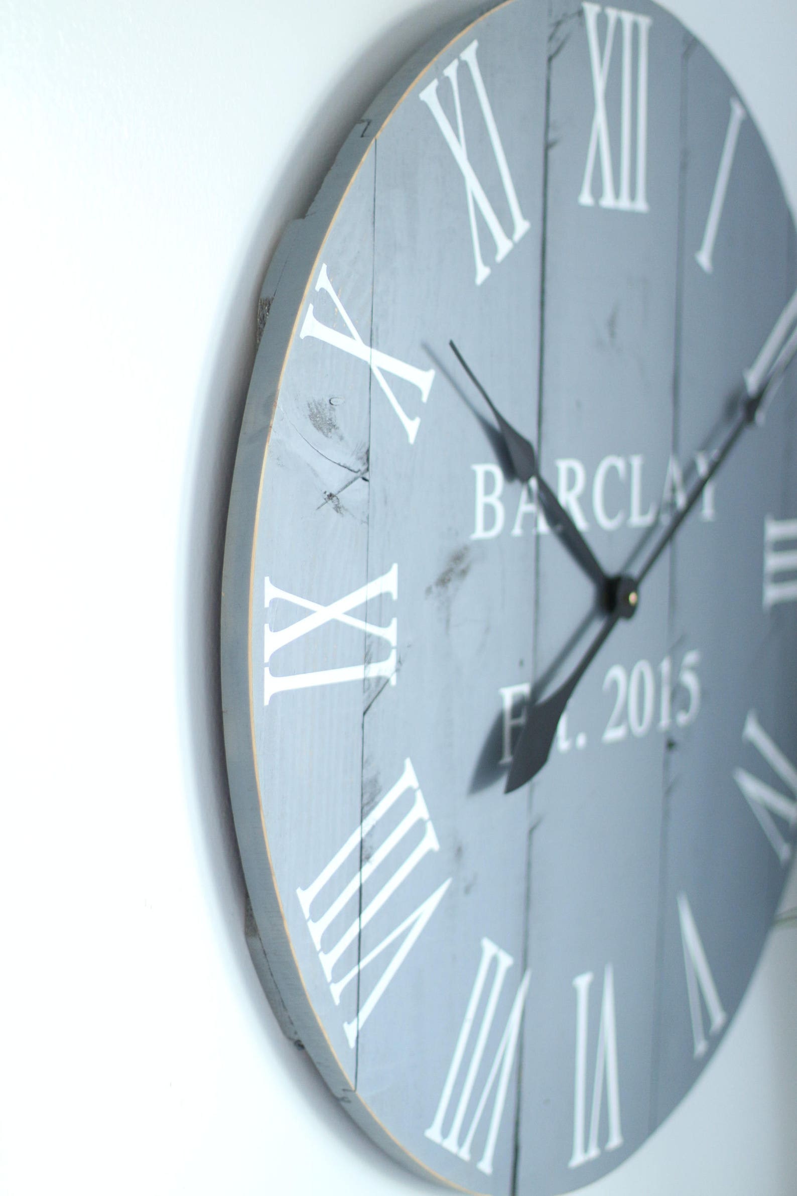 Large Wall Clock Slate Gray Above Fireplace Mantel Decor Etsy