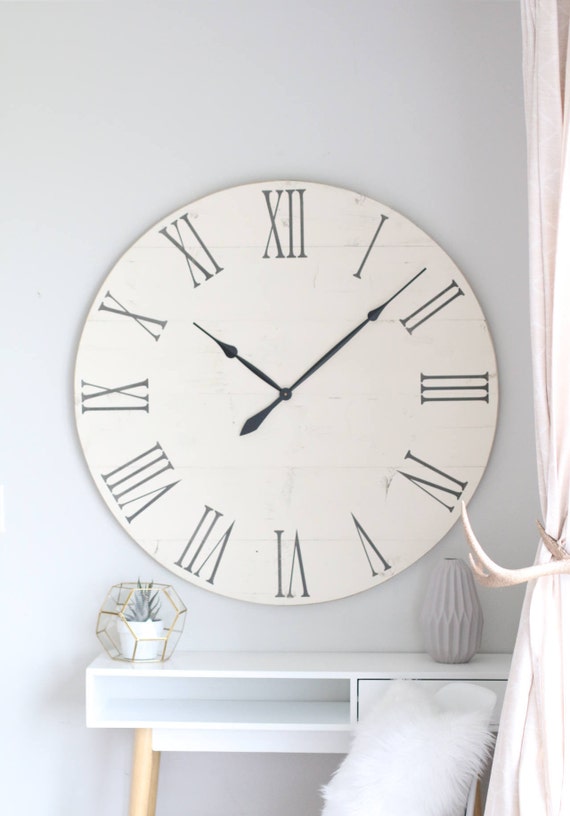 40 Emma Large Wall Clock Off White Above Fireplace Etsy