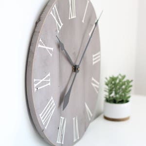 Wood wall clock Medium grey chalk paint Farmhouse living room Handmade clock Home decor Living room decor 20 Kennedy image 4