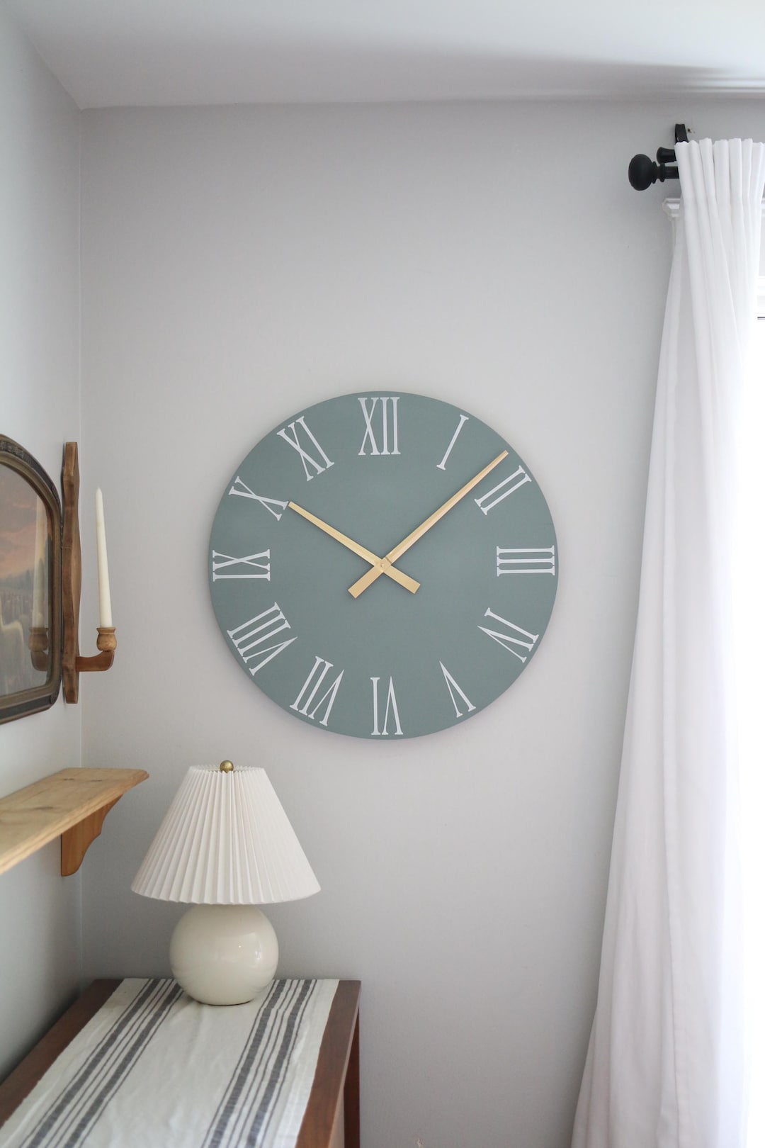Large Barn Wood Wall Clock – Light Sage - Farmhouse Wall Decor - Etsy