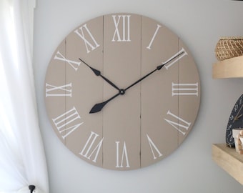 Large wall clock. Living room decor. Farmhouse decor. Rustic decor. Wall hanging. Wall decor. Barn wood clock.