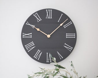 Handmade wooden clock - Dark charcoal - Modern farmhouse decor - Living room home decor - Clocks for the home - Housewarming gift