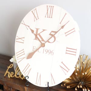 Wall clock Blush decor Blush home decor Gold decor Wall clocks Cottage chic decor 20 Brooklyn w/ name image 2